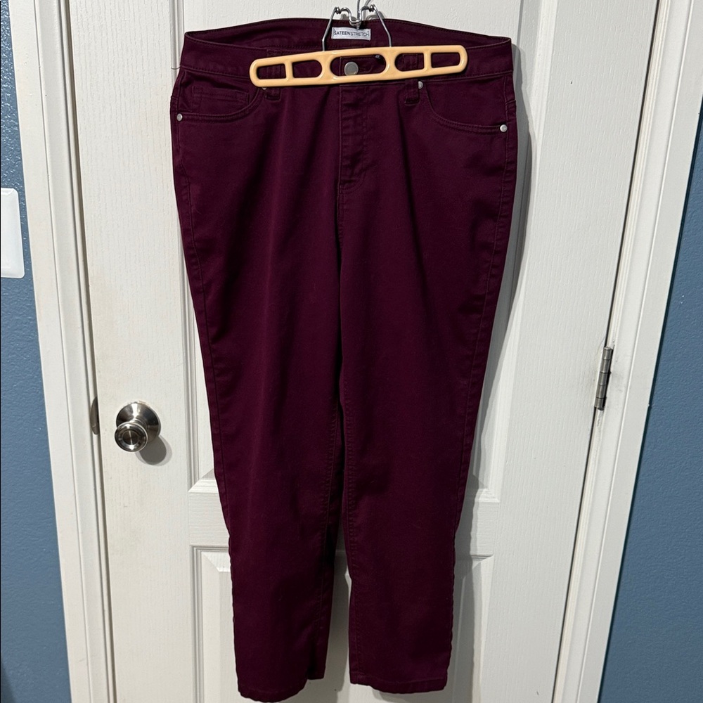 Catherine’s Sateen Stretch Women's Wine Color Pants 16WP